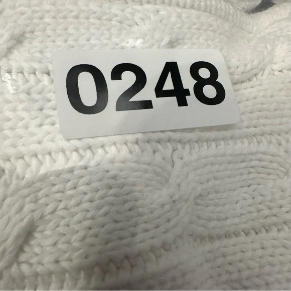 Vtg Ralph Lauren Cable Knit Full Zip Hoodie Sweater Womens XL White Preppy READ - Picture 12 of 13